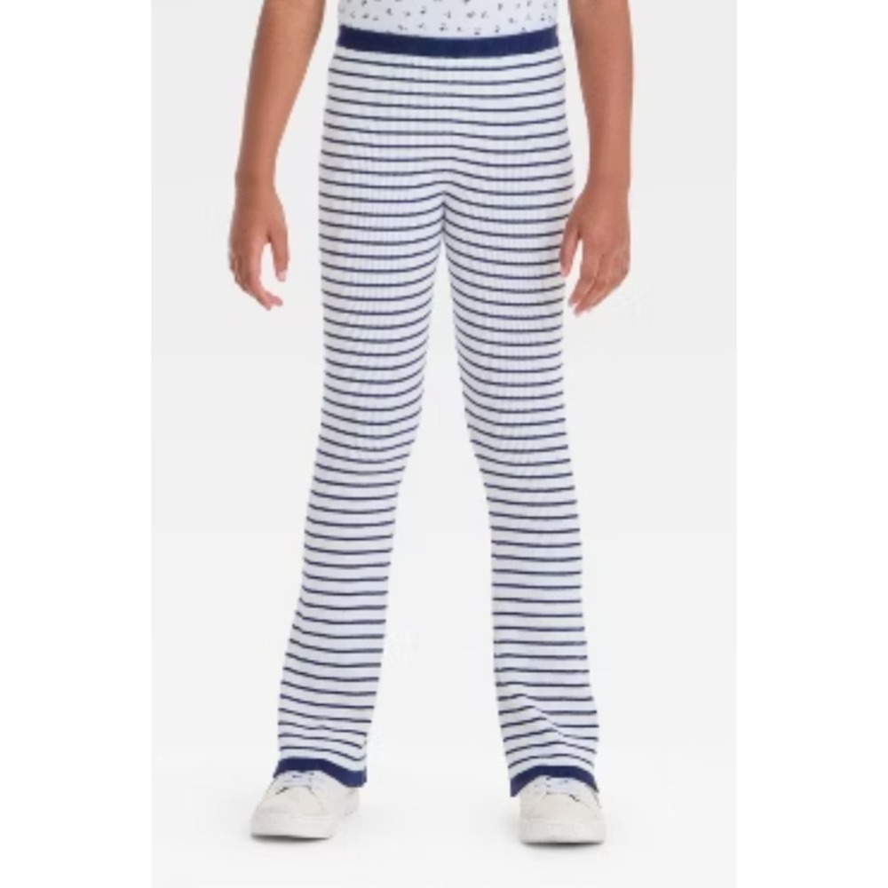 Art Class Girls' Ribbed Cozy Flare Sweater Pants - New - XL 14/16 blue stripe